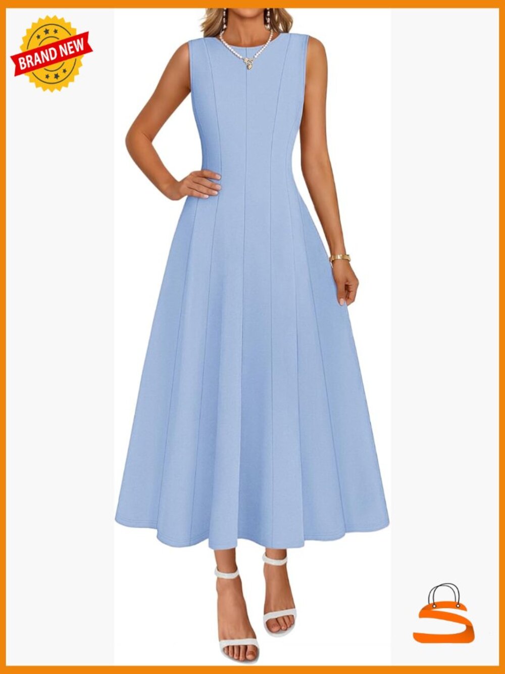 Elegant Classy Semi Formal Midi A Line Sleeveless Dress